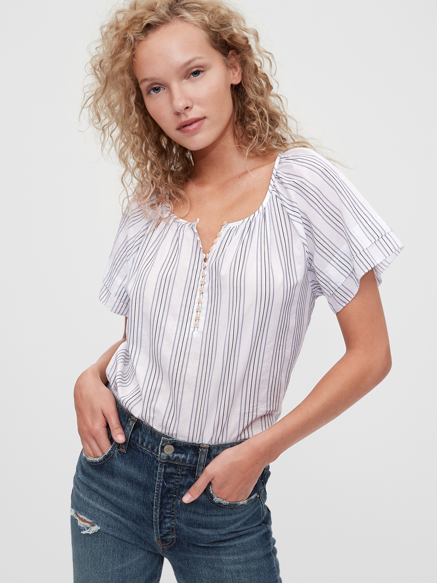 Button best sale front top