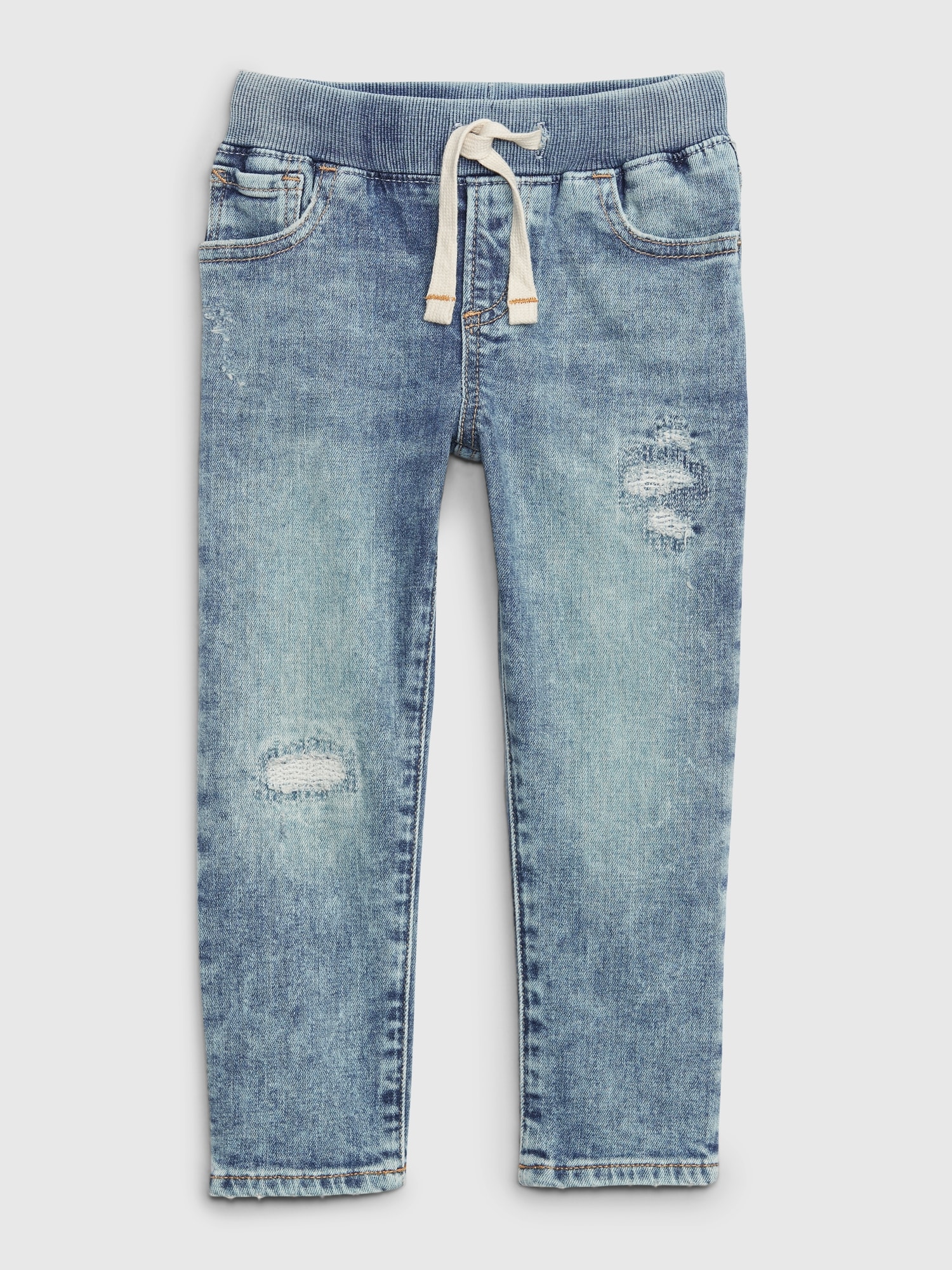 pull on distressed jeans