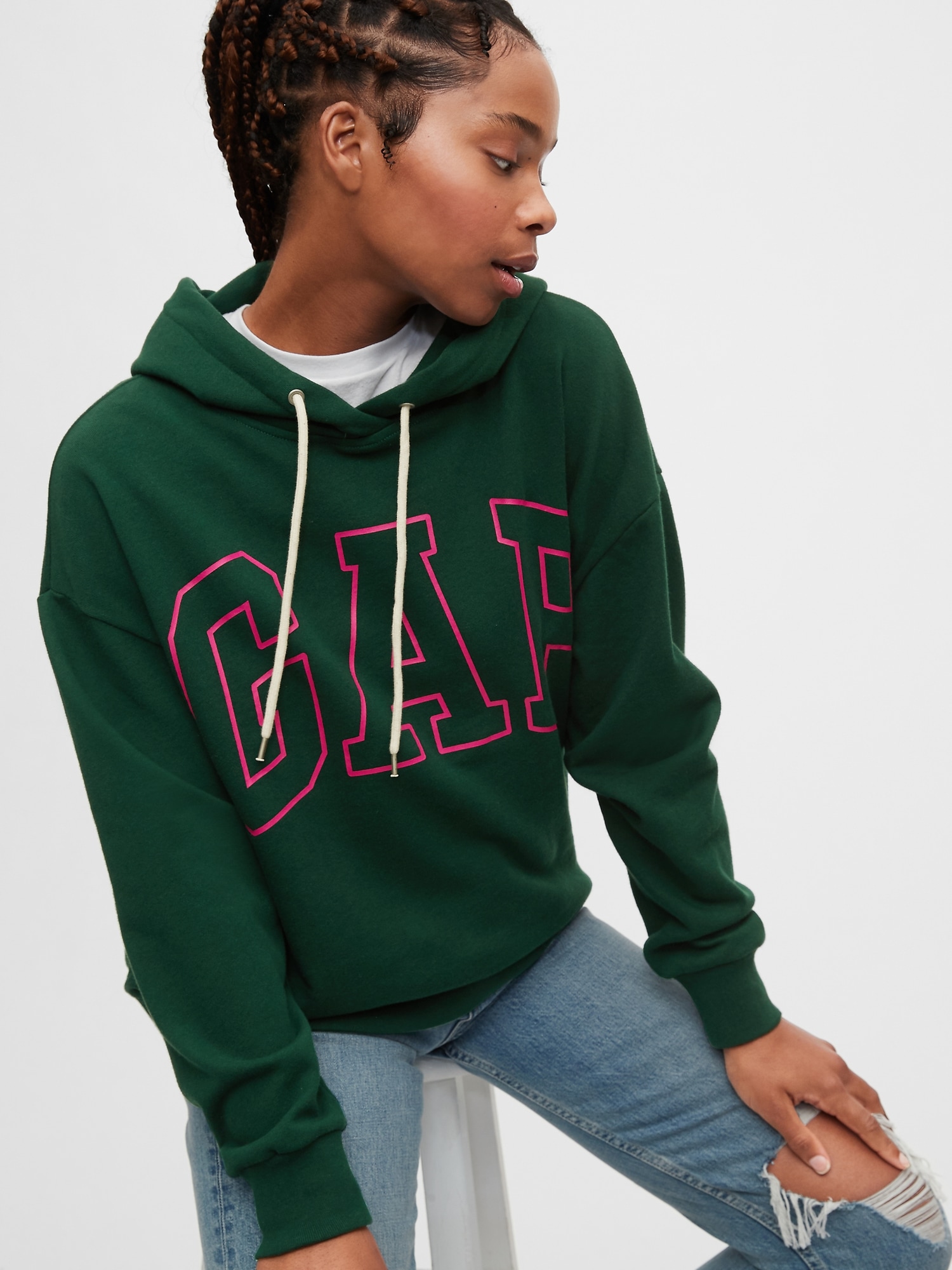 Green best sale hoodie gap