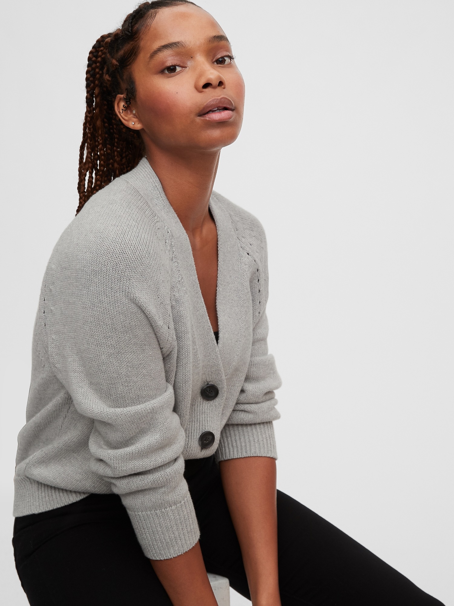 Grey slouchy outlet cardigan