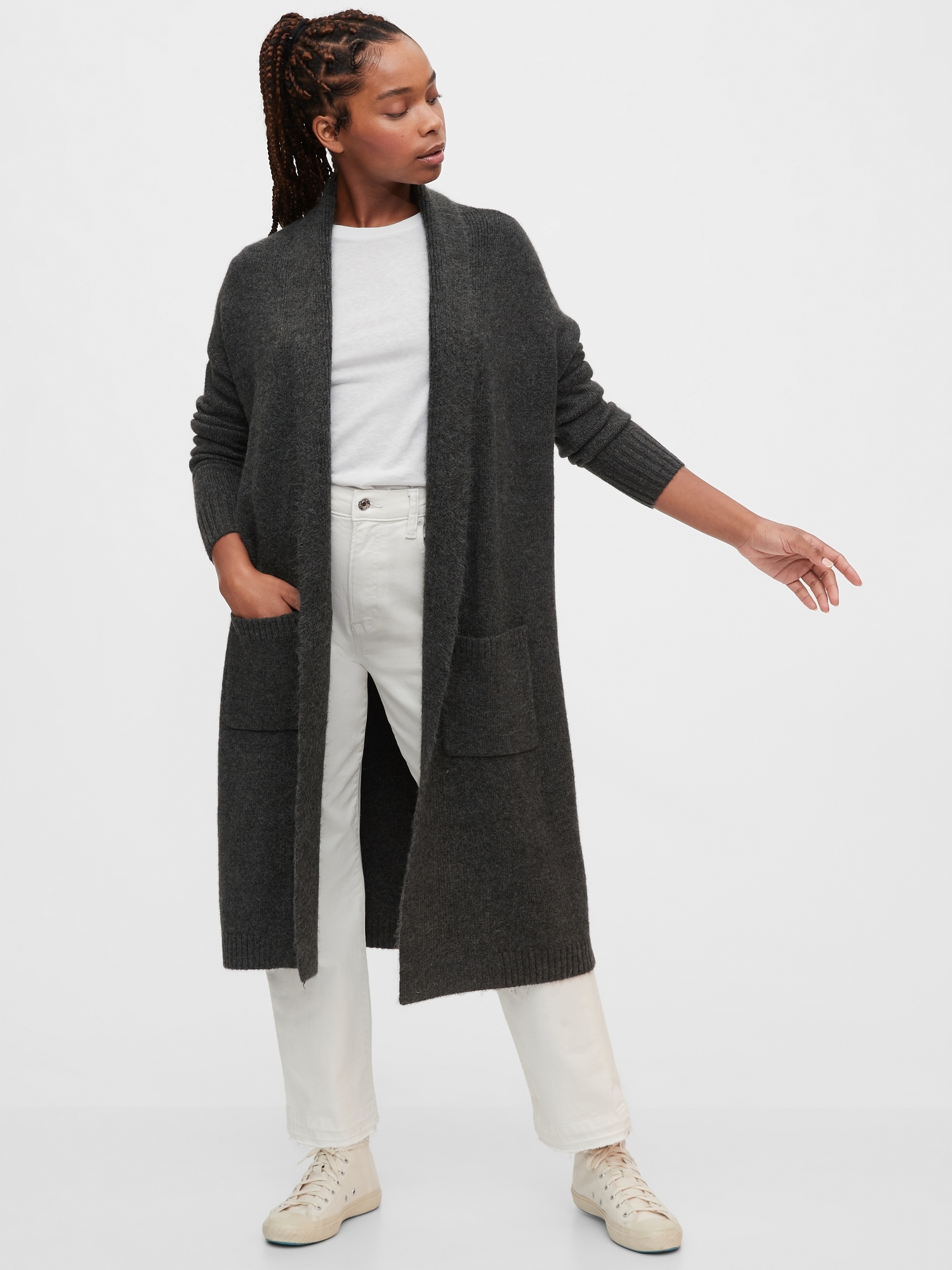 gap textured open front cardigan