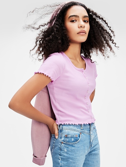 Image number 3 showing, Teen Shrunken Ribbed Knit T-Shirt