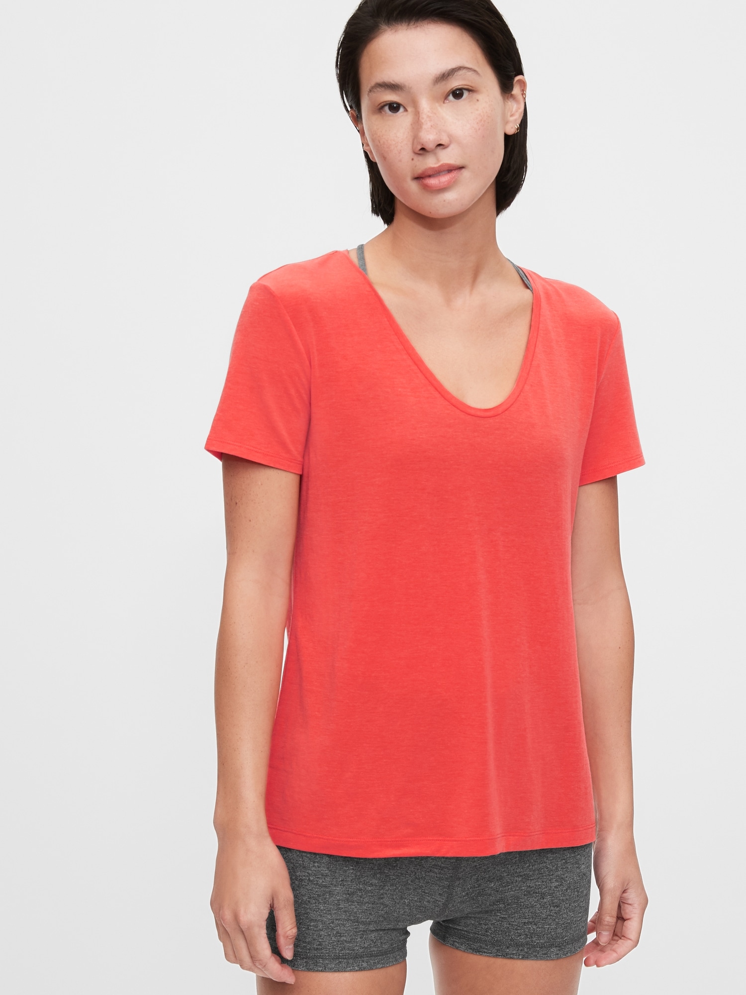 GapFit Breathe T-Shirt For Women Size Small Orange Peach Scoop Neck~ New
