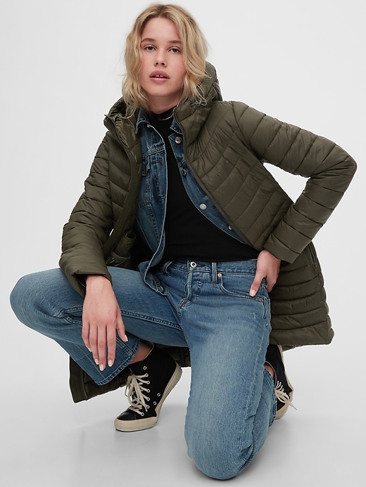 Gap upcycled long puffer hot sale coat