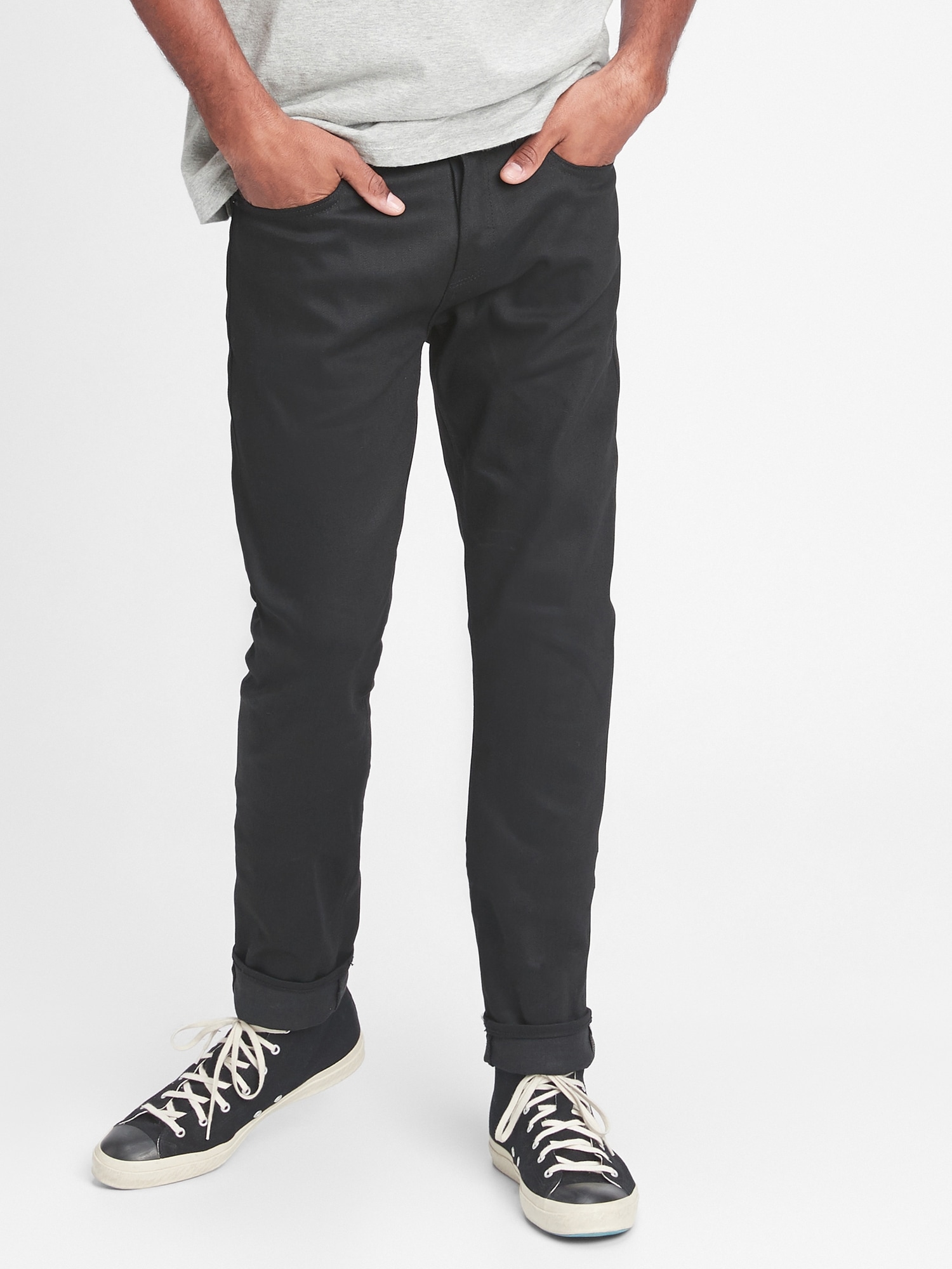 selvedge skinny jeans with gapflex
