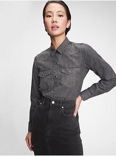 gray denim shirt womens