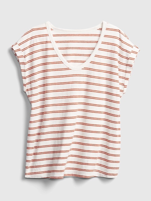 Image number 6 showing, Relaxed V-Neck Stripe T-Shirt