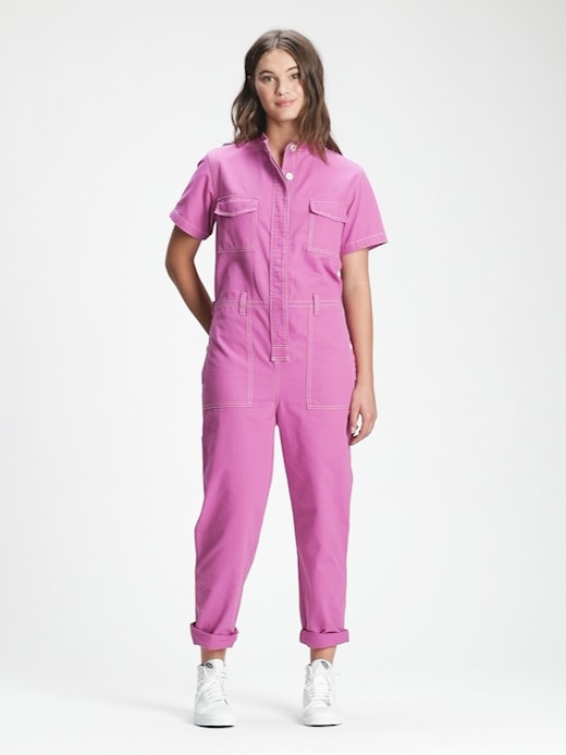 gap pink utility jumpsuit