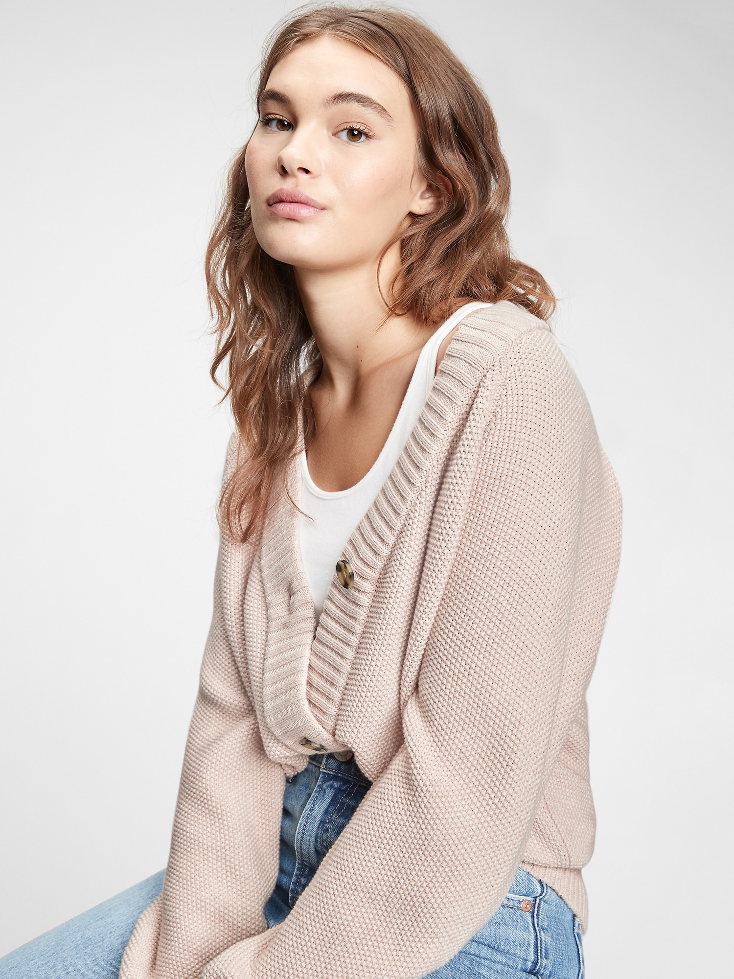 gap textured open front cardigan