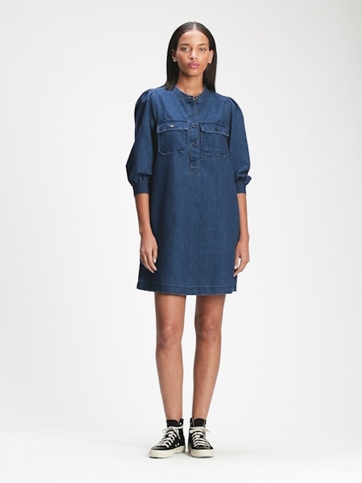 Denim & Co. Active French Terry Round Neck Elbow Sleeve Dress - QVC.com