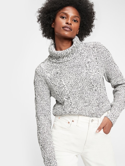 Image number 1 showing, Cable Knit Turtleneck Sweater