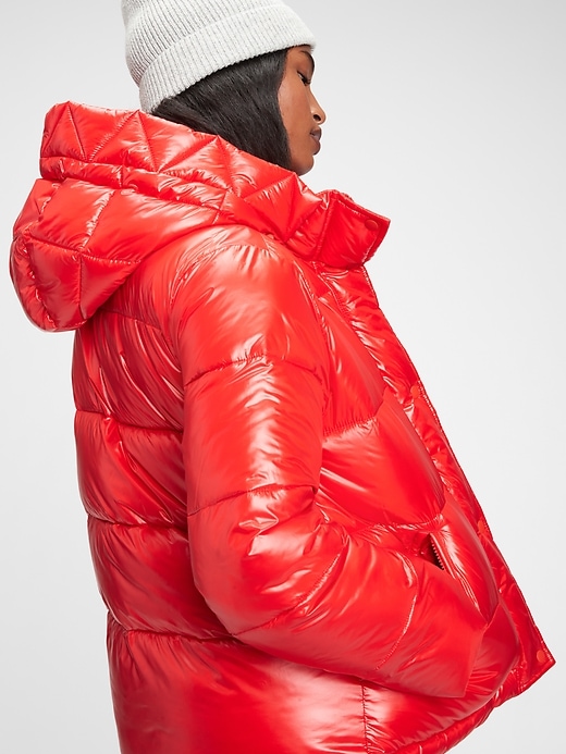 Image number 2 showing, Upcycled Shiny Midweight Puffer Jacket