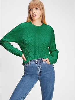 Green Cable knit sweater T1028