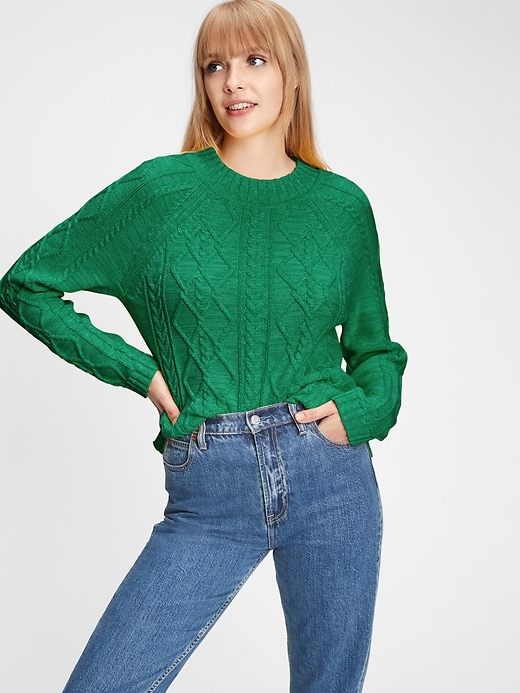 View large product image 1 of 1. Cable Knit Crewneck Sweater