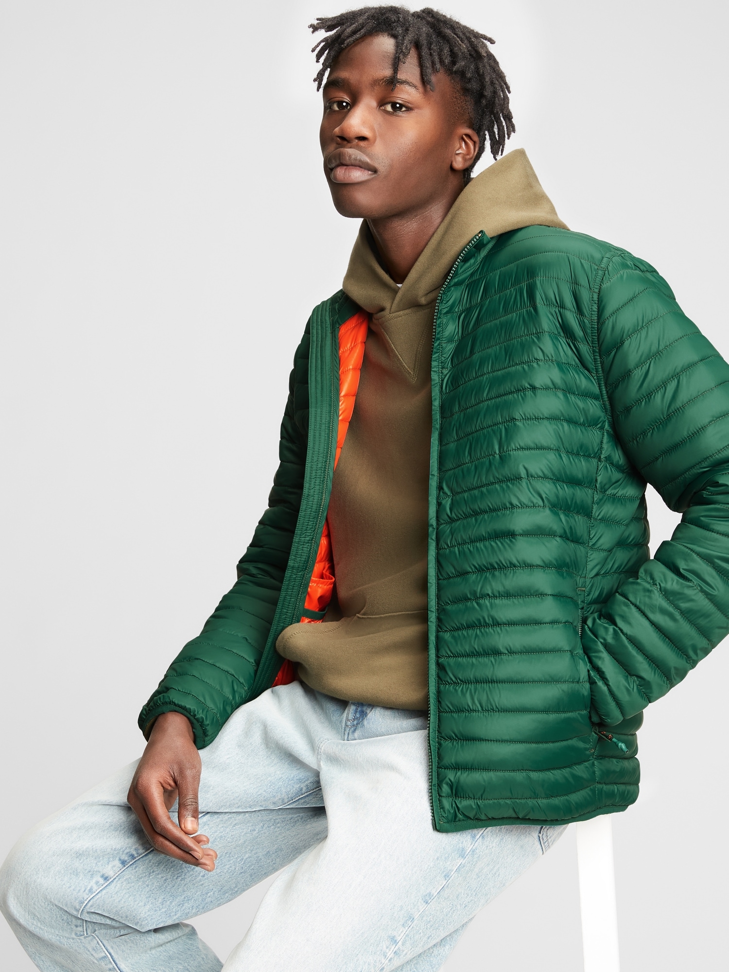 gap green puffer jacket