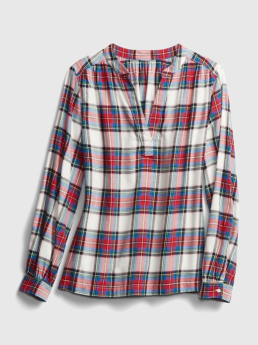 Image number 6 showing, Shirred Plaid Popover Top