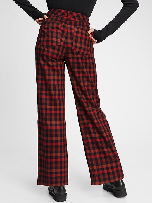 Image number 2 showing, High Rise Wide-Leg Plaid Pants