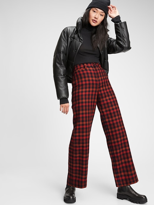 Image number 3 showing, High Rise Wide-Leg Plaid Pants