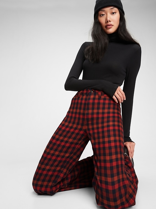 Image number 5 showing, High Rise Wide-Leg Plaid Pants