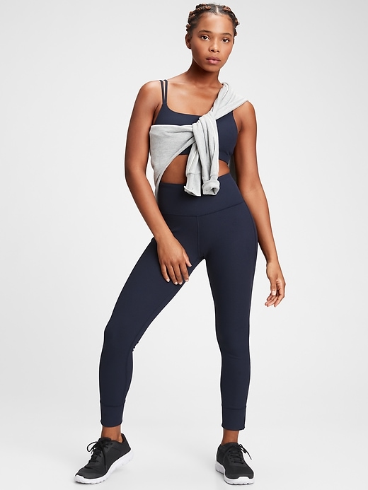 View large product image 1 of 1. GapFit High Waisted Ribbed Blackout Leggings