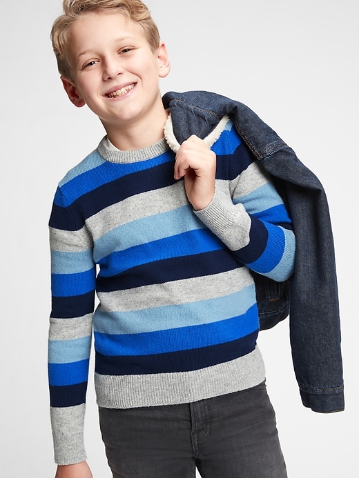 Image number 2 showing, Kids Cool Stripe Crewneck Sweater
