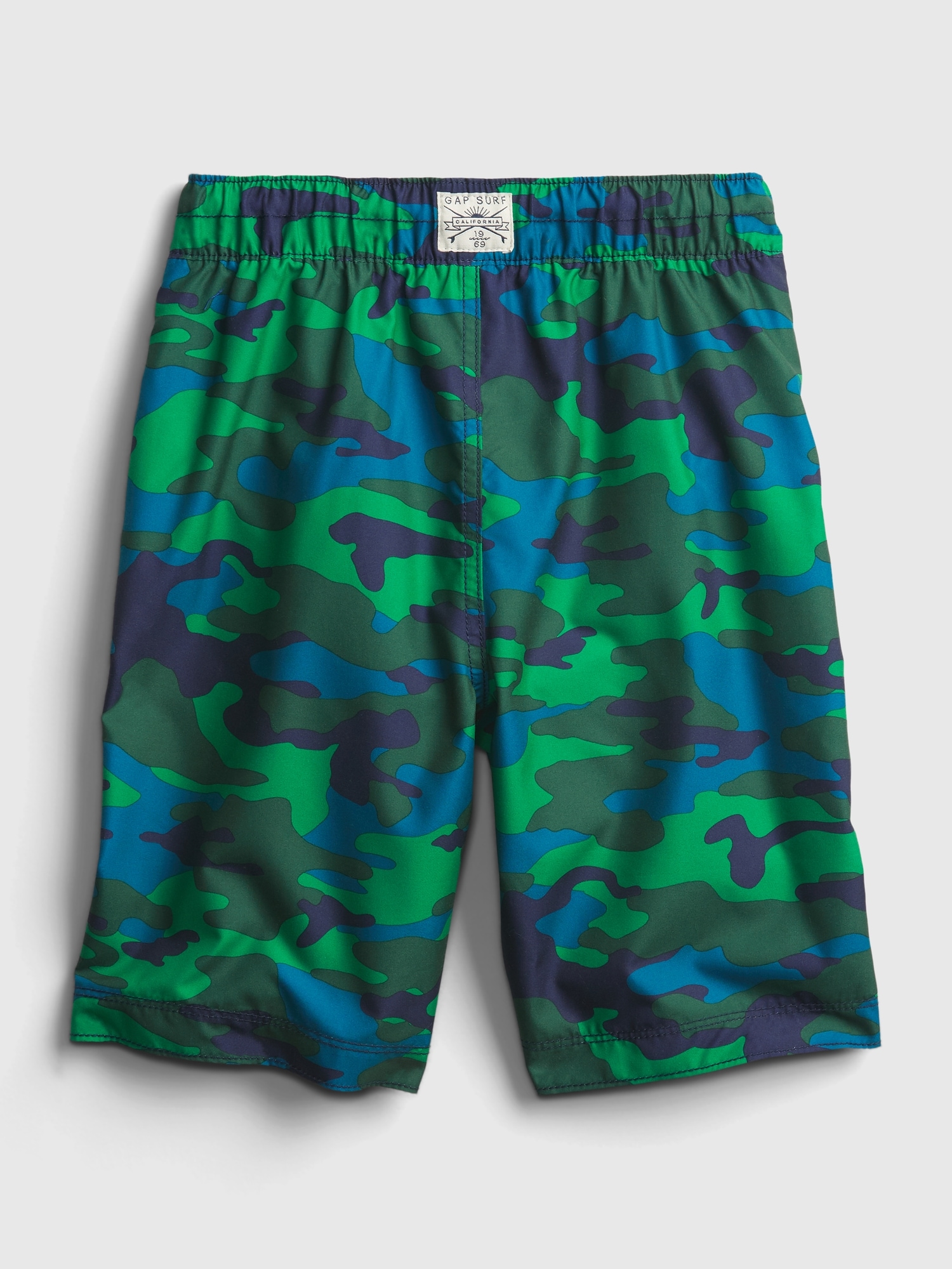 Kids Recycled Polyester Camo Swim Board Shorts