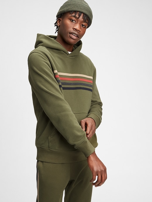 Green striped hoodie best sale