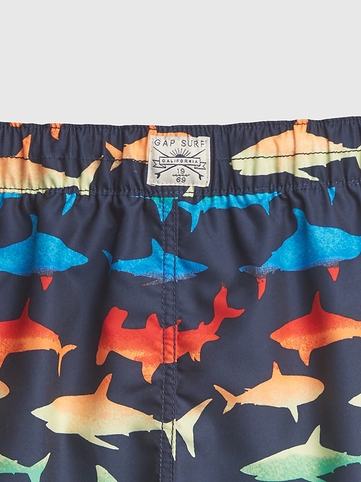 Image number 3 showing, Kids 100% Recycled Polyester Shark Graphic Board Shorts