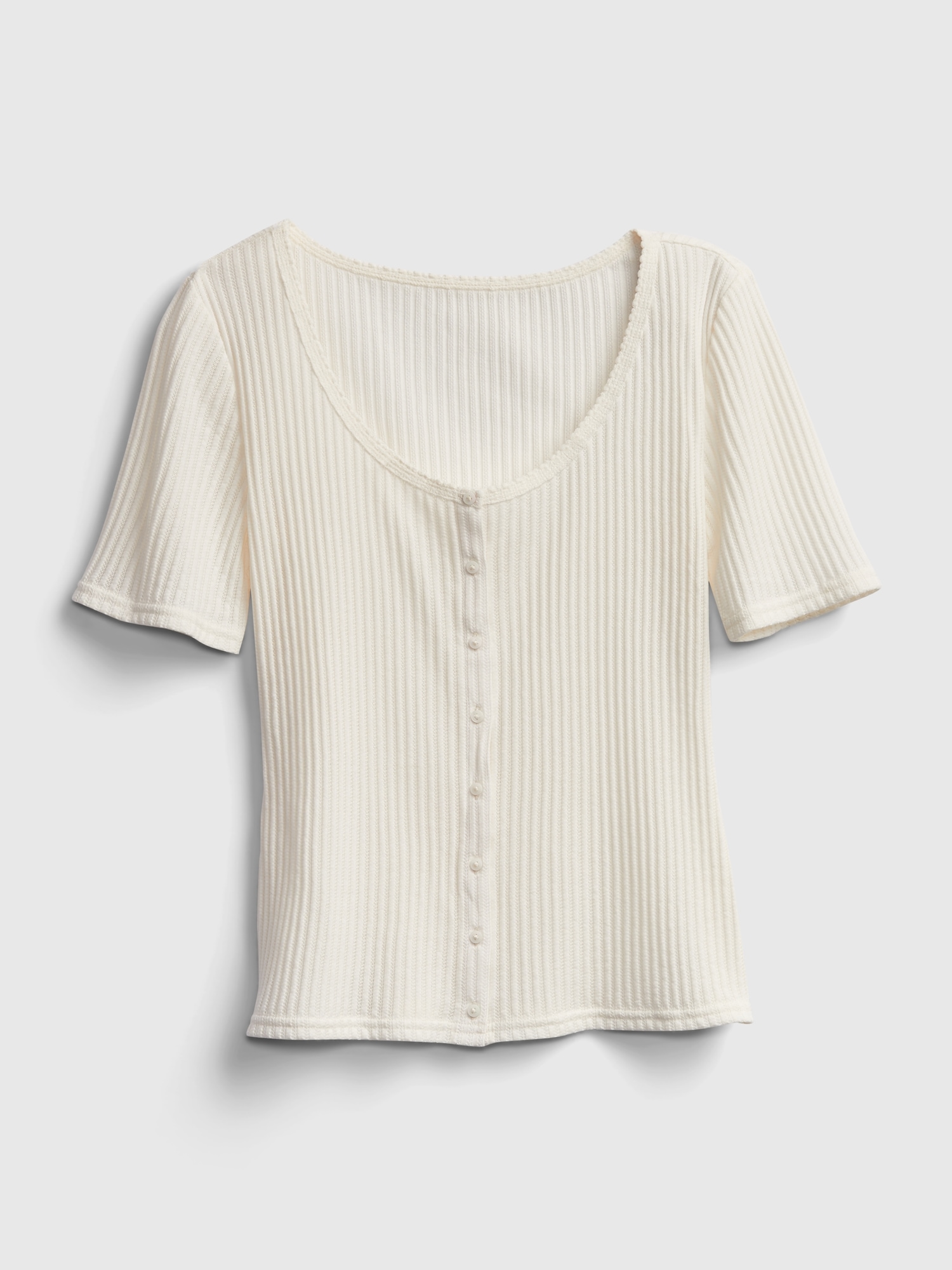 Pointelle Button-Front T-Shirt | Gap