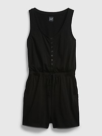 View large product image 7 of 7. Sleeveless Henley Romper