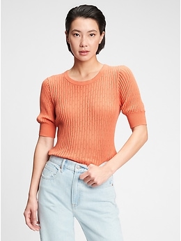 Elbow Sleeve Pointelle Sweater