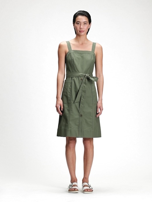 button front apron dress