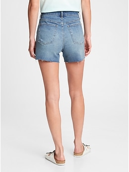 4'' High Rise Button-Fly Denim Shorts With Washwell