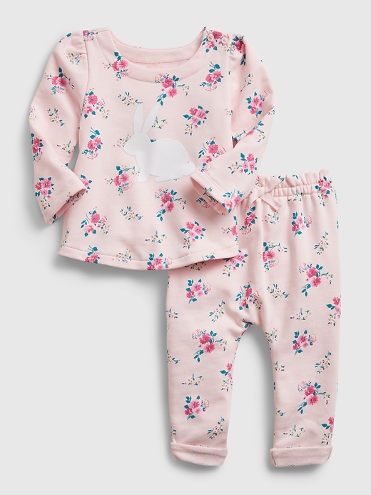 Image number 1 showing, Baby Bunny and Floral Outfit Set