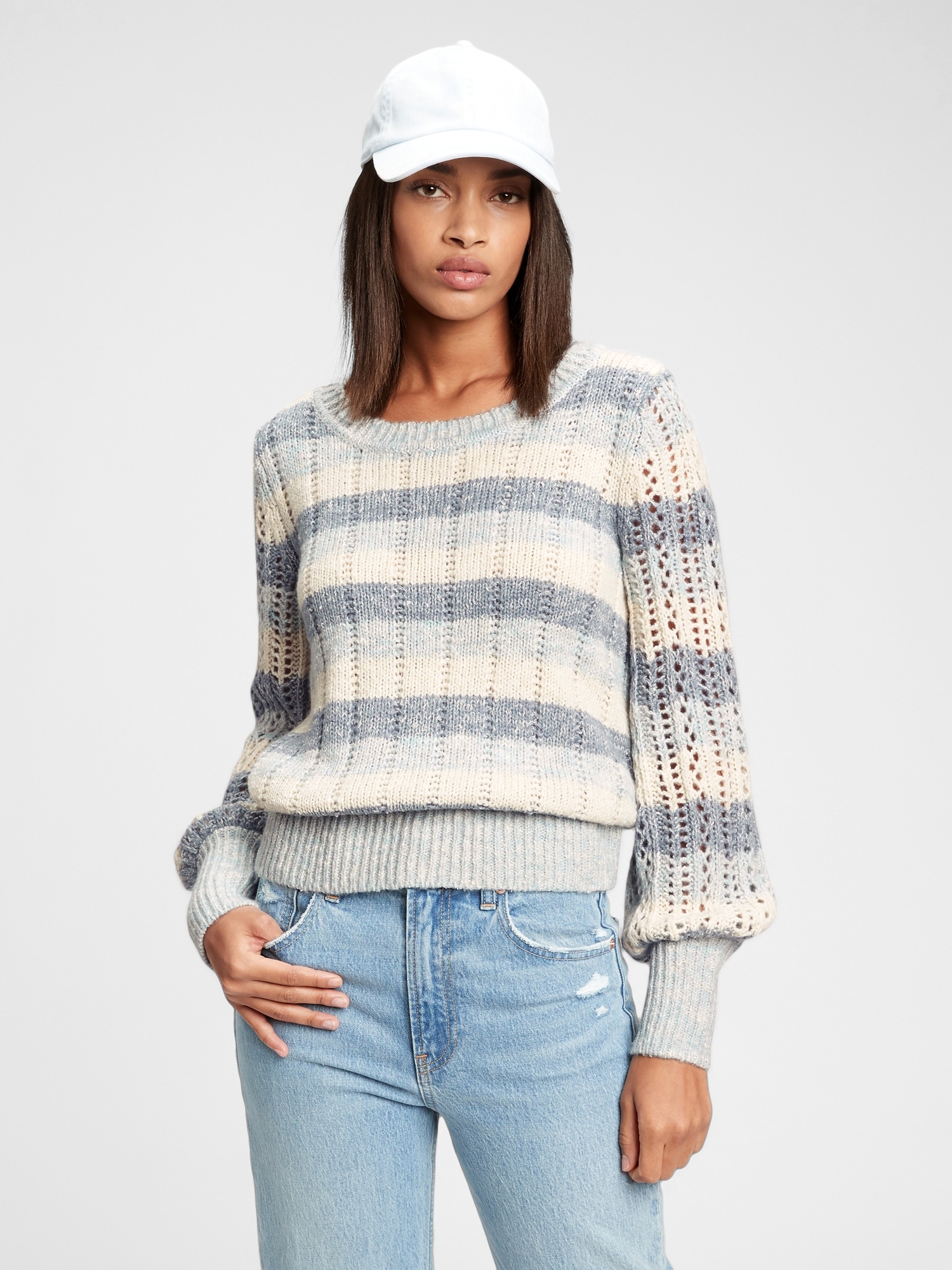 Pointelle discount crewneck sweater