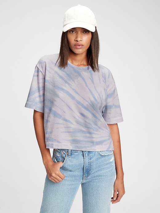 Image number 1 showing, Boxy Cropped Tie-Dye T-Shirt