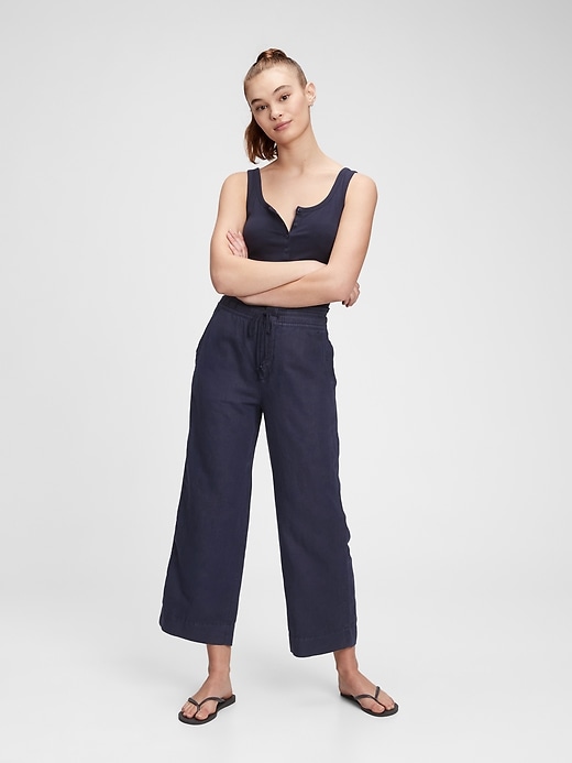 View large product image 1 of 1. High Rise Linen-Blend Wide-Leg Pants