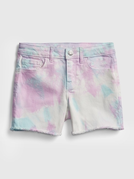 Image number 2 showing, Kids Midi Tie-Dye Denim Shorts with Stretch