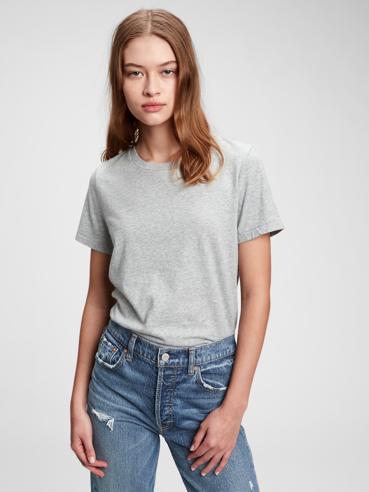 Gap Organic Cotton Vintage Crewneck T-shirt In Grey