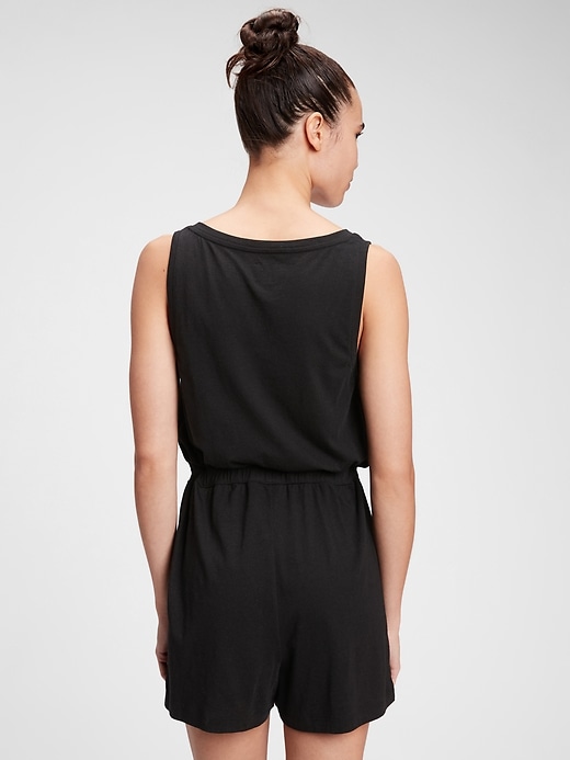 View large product image 2 of 7. Sleeveless Henley Romper