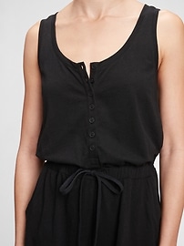 View large product image 4 of 7. Sleeveless Henley Romper