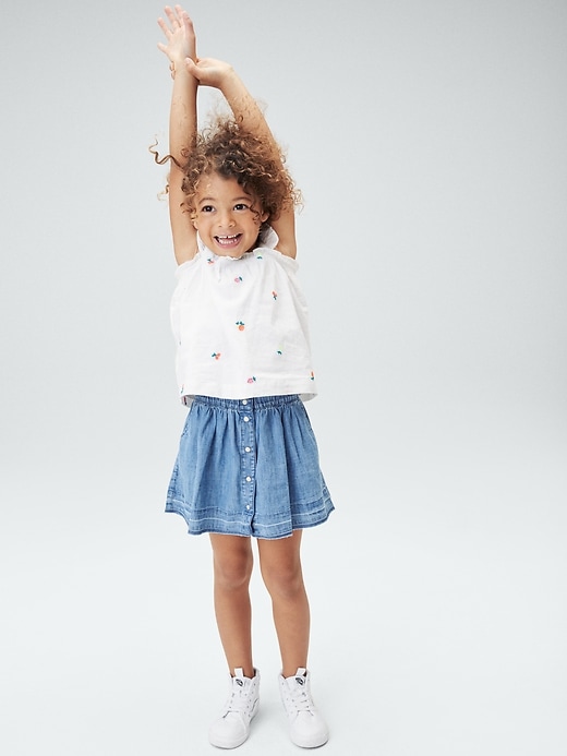 Toddler denim circle skirt with ankara patch designs and ankara top to -  Afrikrea