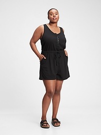 View large product image 5 of 7. Sleeveless Henley Romper