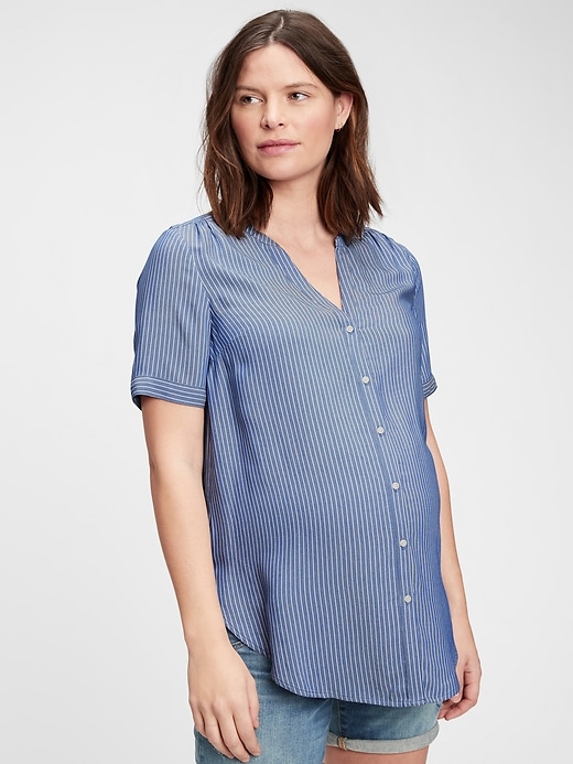 Image number 5 showing, Maternity Button-Front Shirt