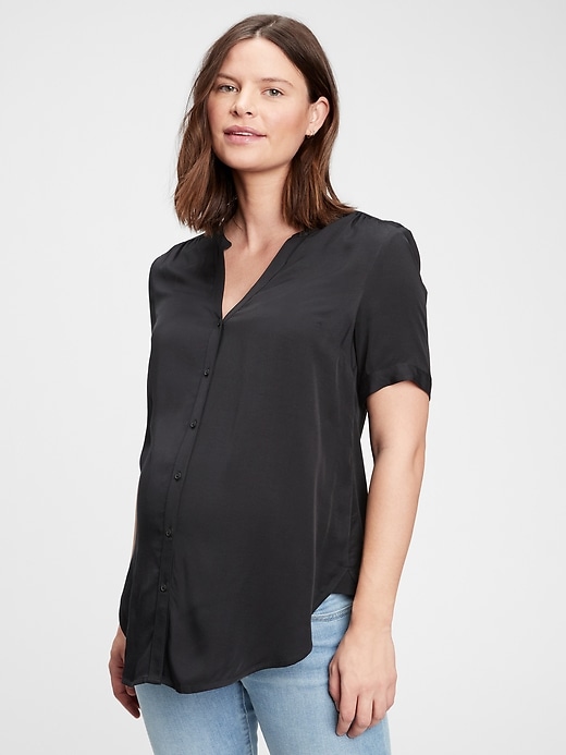 Image number 6 showing, Maternity Button-Front Shirt