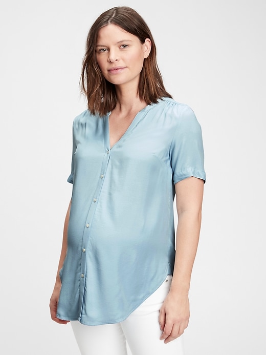 Image number 7 showing, Maternity Button-Front Shirt
