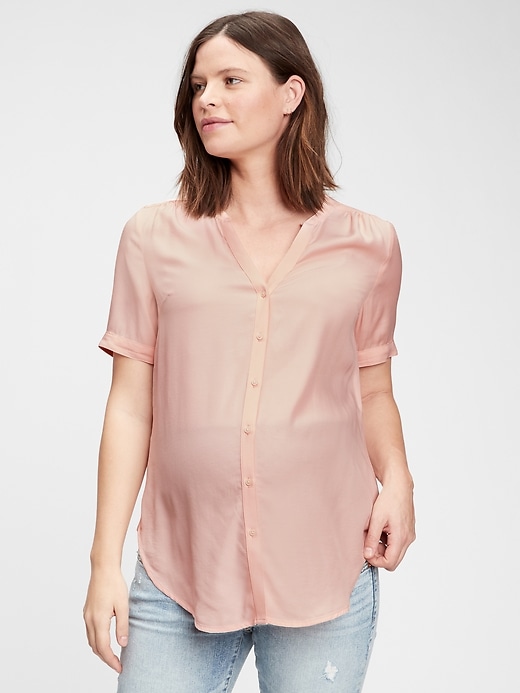 Image number 1 showing, Maternity Button-Front Shirt