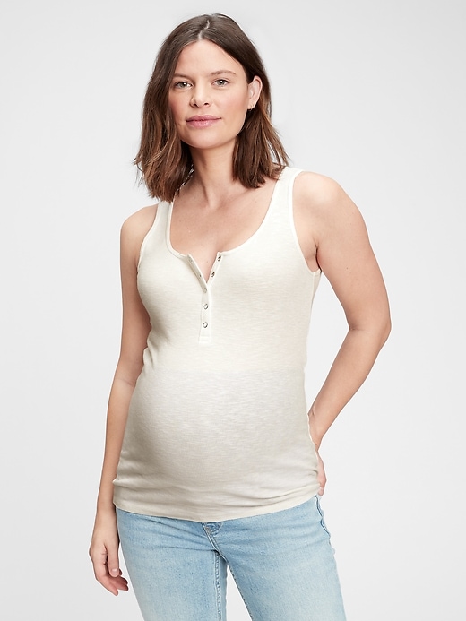 View large product image 1 of 1. Maternity Rib Henley Tank Top