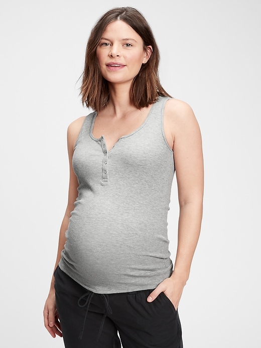 Image number 7 showing, Maternity Rib Henley Tank Top