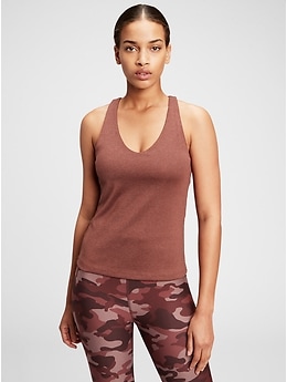 Gap Fit Low Support Ribbed Racerback Sports Bra in Brushed Tech Jersey